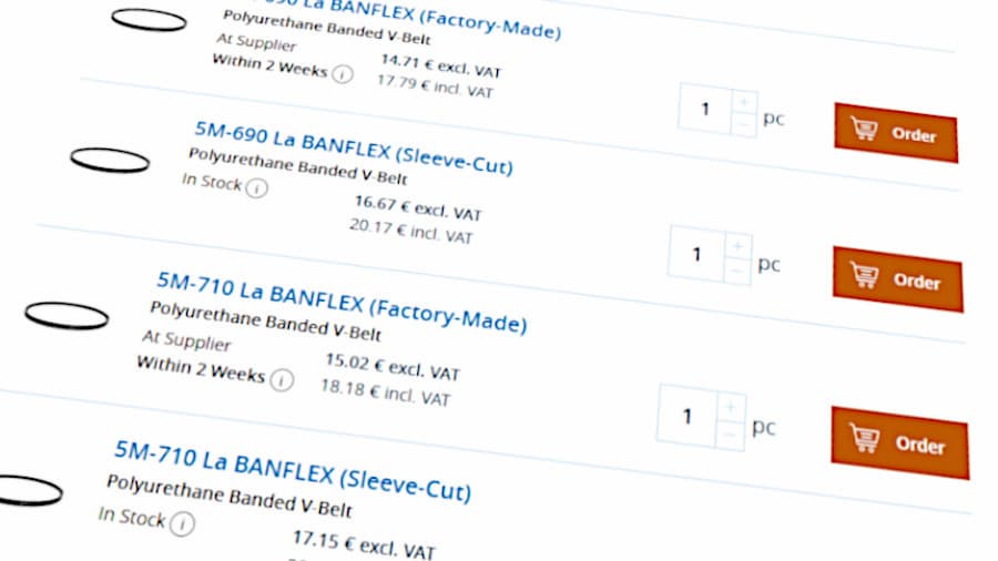 Factory-made and sleeve-cut BANFLEX belt options in the TYMA&nbsp;CZ Eshop