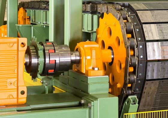 Conveyor chains in use