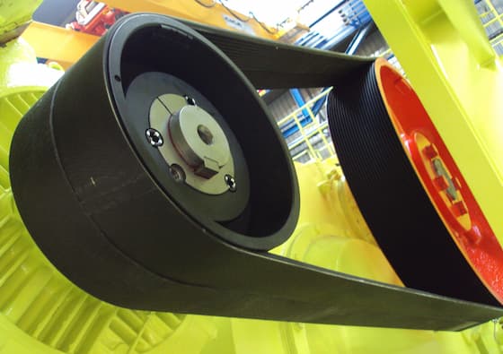 Poly-V belt pulley in use