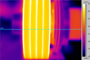 Belt temperature – standard pulley after approx. 2 hours of operation