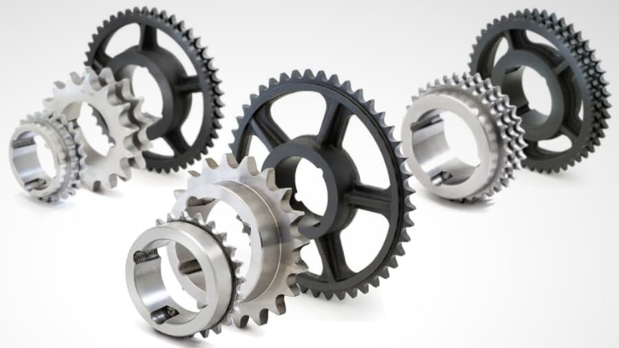 Simplex, duplex, and triplex Taper Lock sprockets &ndash; steel with a solid design or cast iron with a spoked design for larger sizes