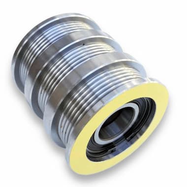 F25x3x115 DR - Grooved (for CONTI POLYROPE, D = 100 mm, 2 × SKF 6210.2RS1 Bearings, Steel) – Illustrative Image