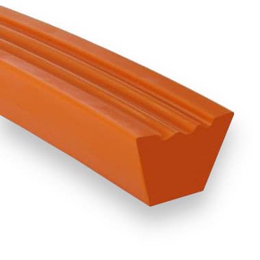 PU80A 17 × 11 (17/B) - Smooth (84 ShA, 3-ribbed on Top, Orange) - 30m Roll – Illustrative Image